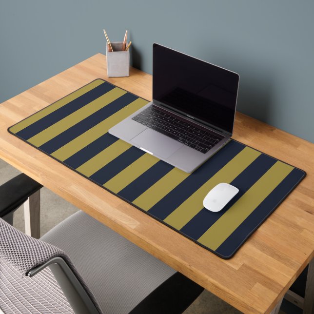 Elégant Gold & Navy Blue Vertical Stripes (Bureau 2)