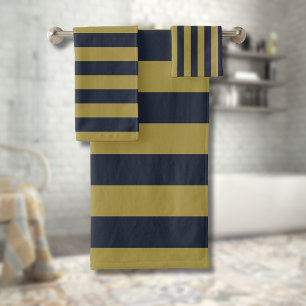 Elégant Gold & Navy Blue Vertical Stripes