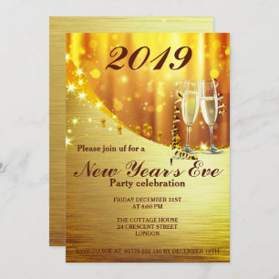 Elegant Gold Nouvel An`s Eve Party Invitation