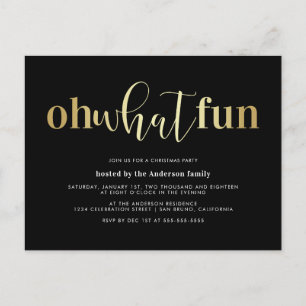 Elegant Gold Oh Quel Amusant Noël Invitations