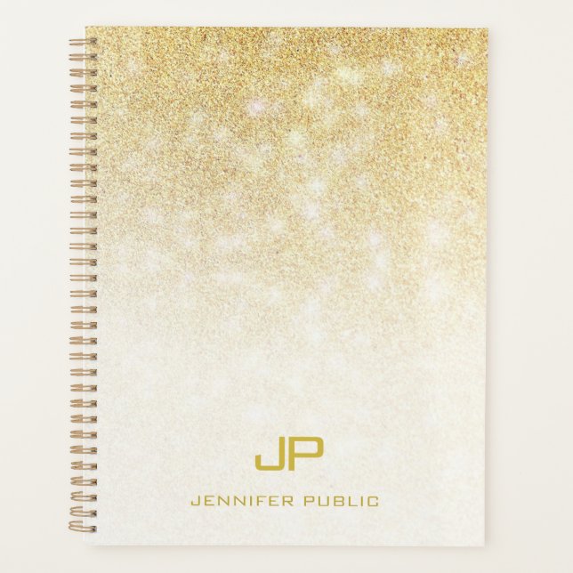 Elegant Gold Parties scintillant Modern Monogramme (Devant)