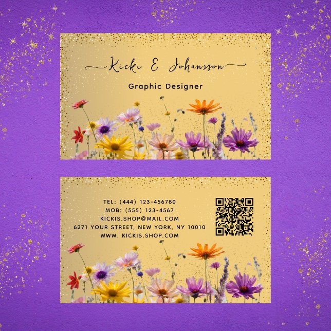 Elegant Gold Parties scintillant Qr Code carte d'a (Elegant Gold Glitter Qr Code Busines Card)