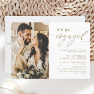 Elegant Gold Photo Engagement Party Invitation
