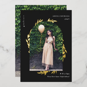 Elegant Gold Photo Graduation Foil Invitation