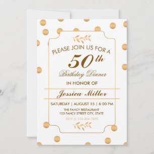 Elégant Gold Polka Dot 50e anniversaire Invitation