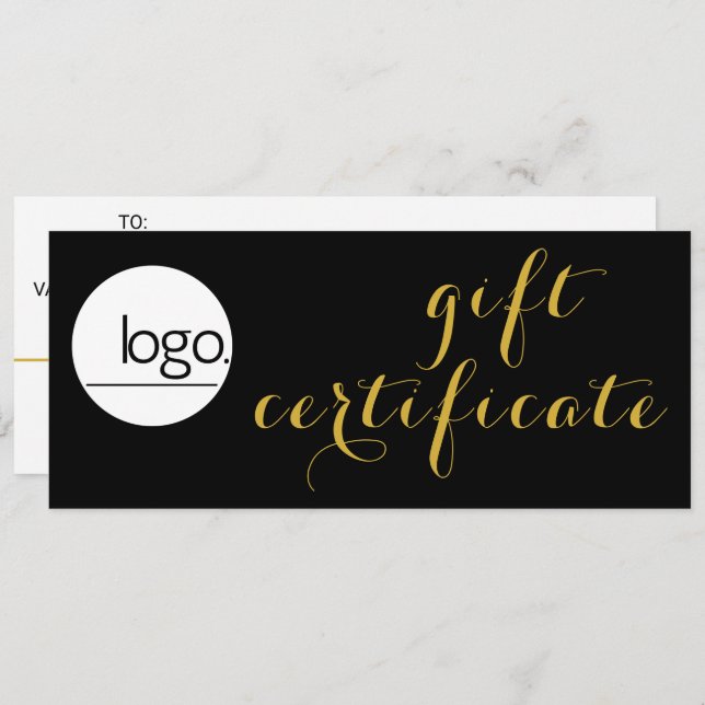 ELÉGANT GOLD SCRIPT BUSINESS LOGO CADEAU CERTIFICA (Devant / Derrière)