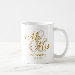 Élégant Gold Script Couple Mariage Cadeau Café Mug