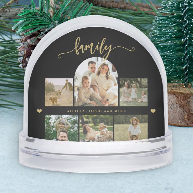 Elegant gold script custom family photo collage  (Créateur téléchargé)