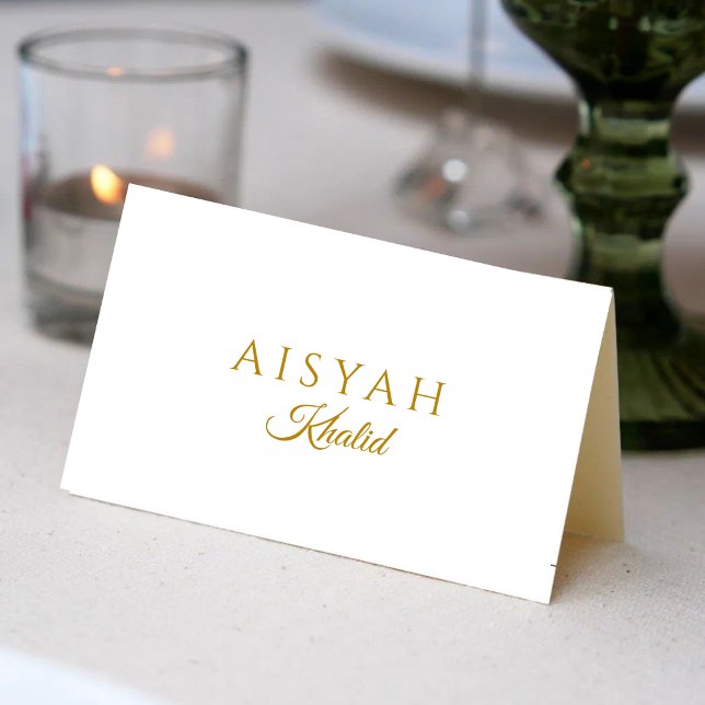Elegant Gold Script Islamic Wedding Place Card (Créateur téléchargé)