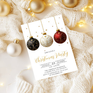 Elégant Gold Script Noël fêté Invitation