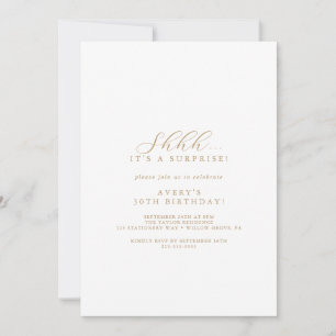 Elégant Gold Script Surprise Party Invitation