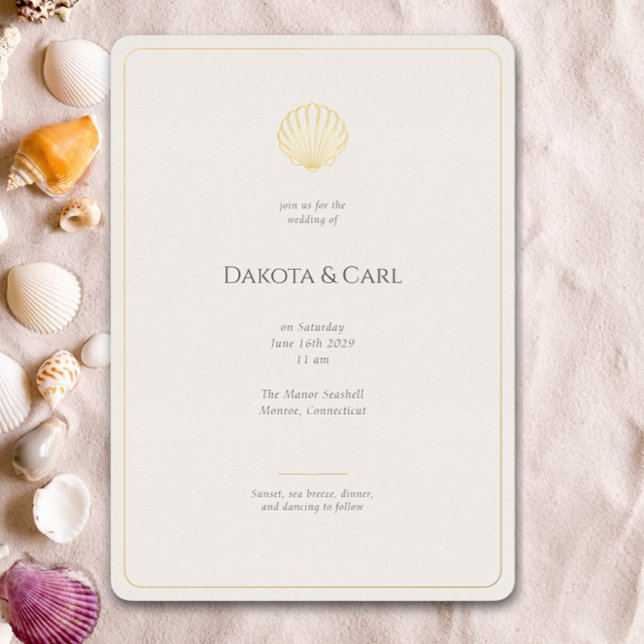 Elegant Gold Seashell Wedding invitation (Créateur téléchargé)