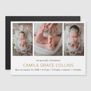 Elegant Gold Simple Baby Photo Faire-part de naiss