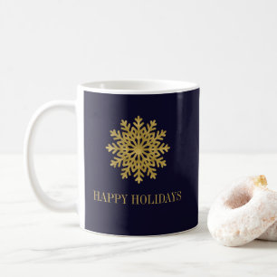 Elégant Gold Snowflake Holiday Café Mug