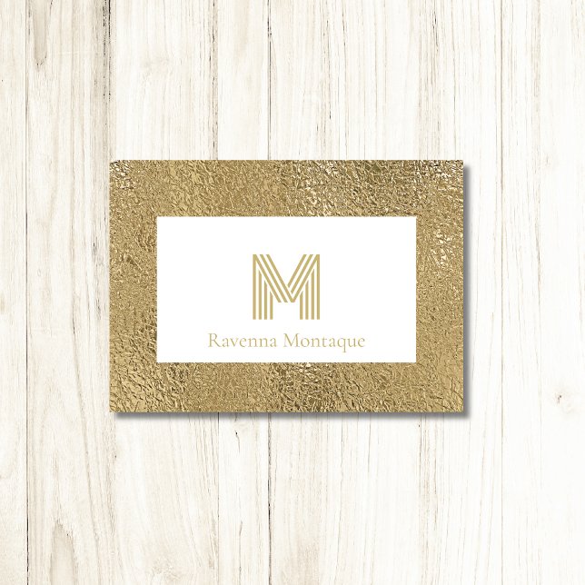 Elegant Gold Texture Big Monogram Stationery (Créateur téléchargé)