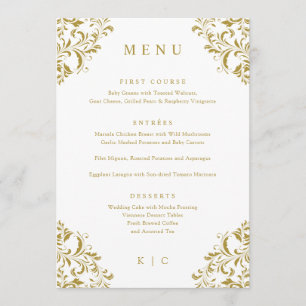 Elegant Gold Vintage Classic Mariage Menu