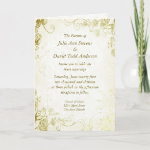 Elégant Gold Vintage Wedding Invitation