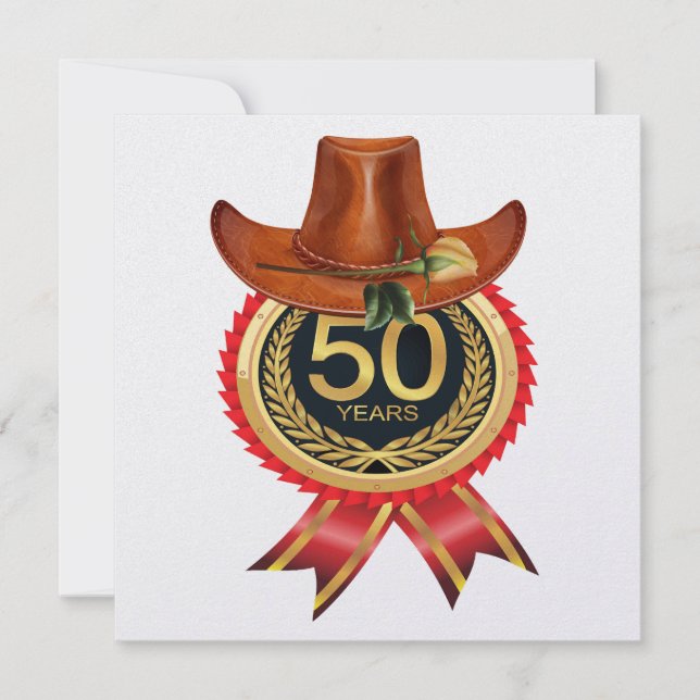 Elegant Gold Western Fifty Invitation (Devant)