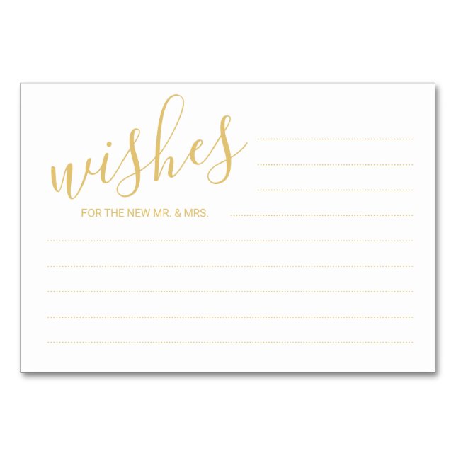Elégant Gold&White Mariage Conseils&Wish Cartes (Devant)
