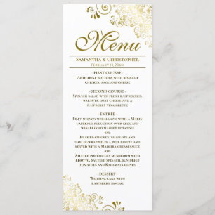 Elegant Gold & White Téléchargeable Menu Mariage