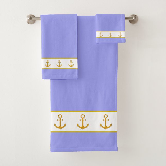 Elegant, Golden Anchors on White & Light Blue (En situation)