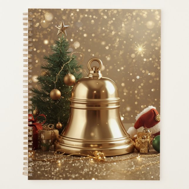 Elegant Golden Christmas Bell Planner (Devant)