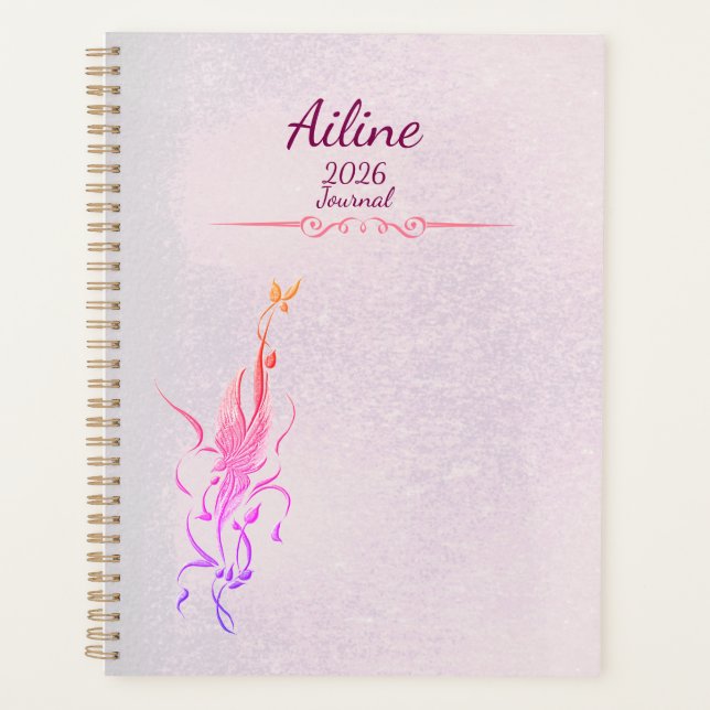 Elegant Golden Floral Vine spiral planner  (Devant)