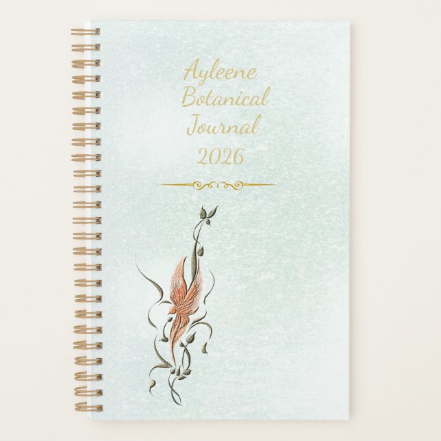 Elegant Golden Floral Vine Spiral planner (Devant)
