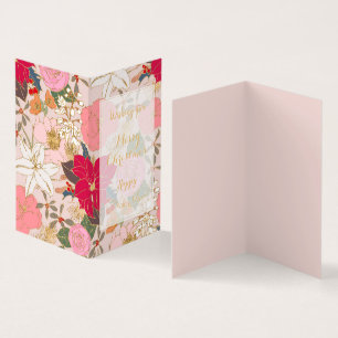 Élégant Golden Strokes Colorful Winter Floral