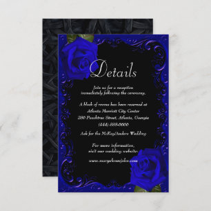 Elegant Goth Blue Rose Mariage Détails Card