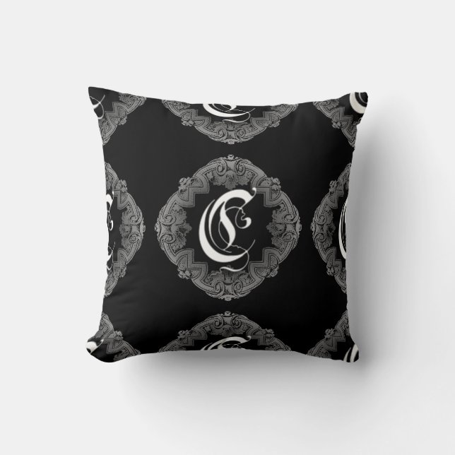 Élégant Goth Initial C Jeu Oreiller (Recto)