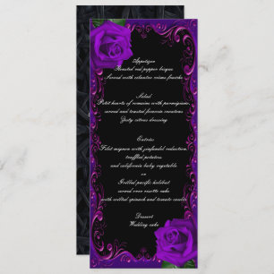 Élégant Goth Purple Menu Mariage Rose