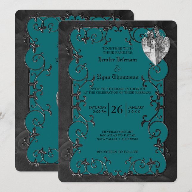 Elegant gothic halloween wedding Invitation (Devant / Derrière)