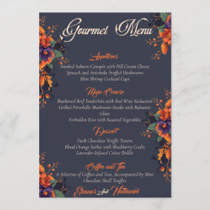 Élégant Gothique 3D Floral Skull menu gourmet