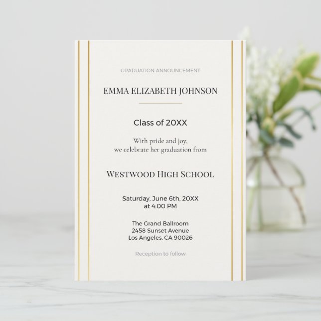 Elegant Graduation Invitation Template, Modern (Debout devant)
