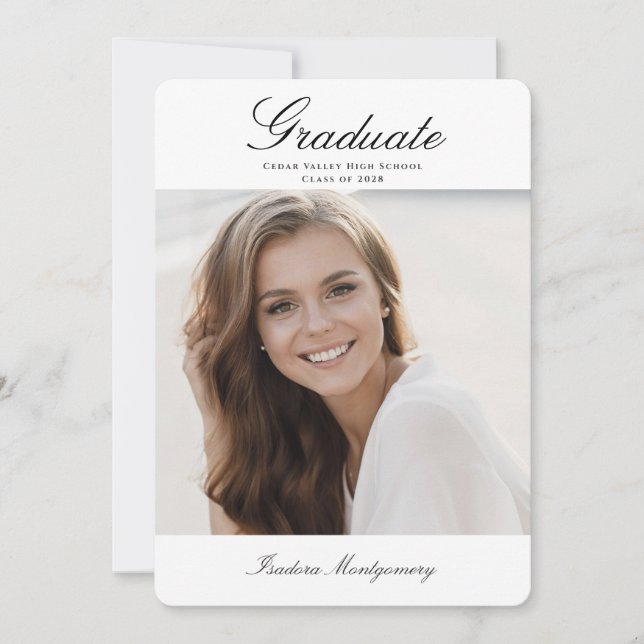 Elegant Graduation Invitation with Photo (Devant)