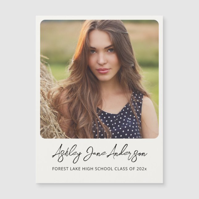 Élégant Graduation Photo Faire-part magnétique (Devant)