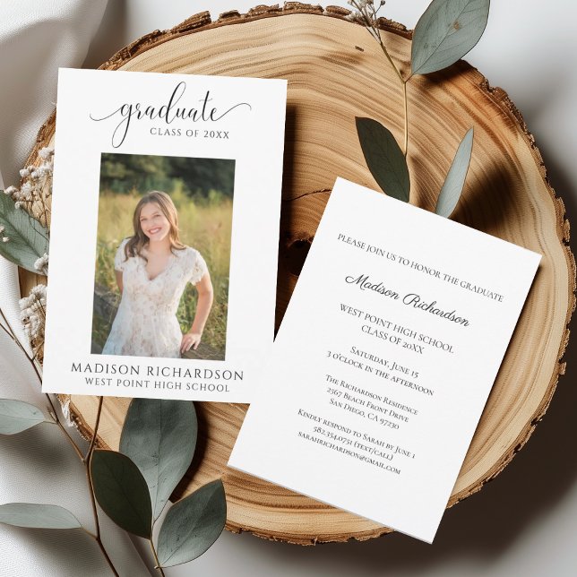 Elegant Graduation Photo Open House Invitation (Créateur téléchargé)