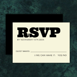 Élégant Gras RSVP Typographie Noir Ecru Mariage