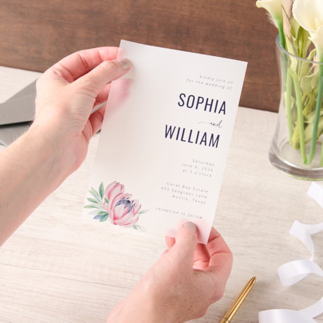 Elegant Gray Floral Wedding Invitation (Ordinateur de poche)