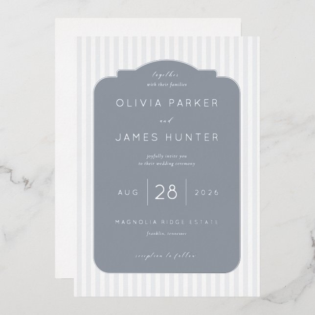 Elegant Gray Minimalist Wedding Invitations (Recto/Verso)