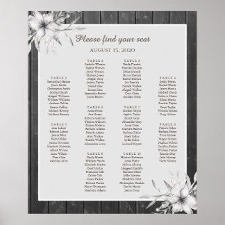 Elegant gray rustic. Wedding Seating Chart Poster