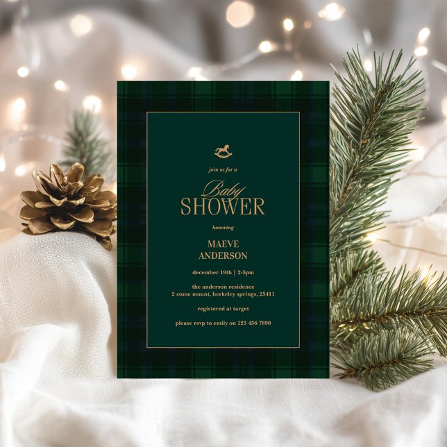 Elegant Green blue tartan Plaid Invitation (Créateur téléchargé)