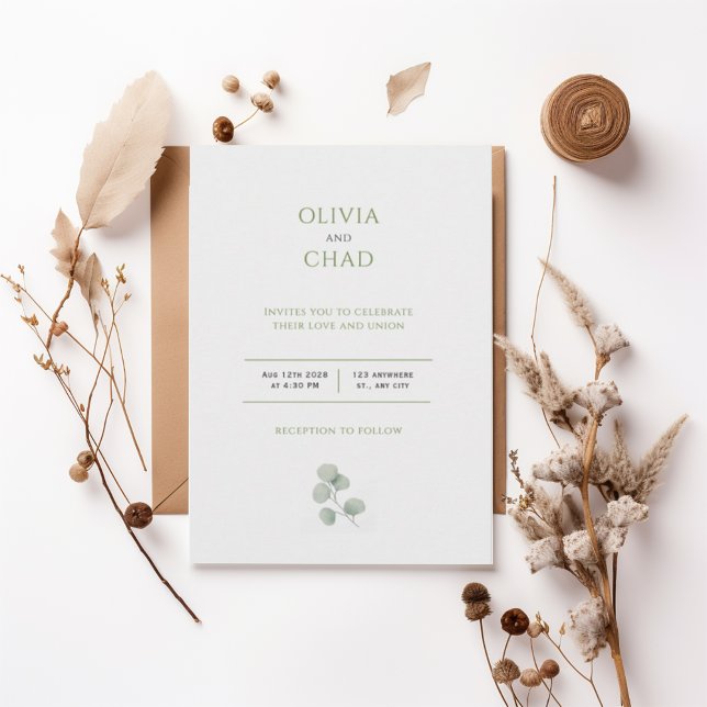 Elegant Green Botanical Wedding Invitation (Créateur téléchargé)