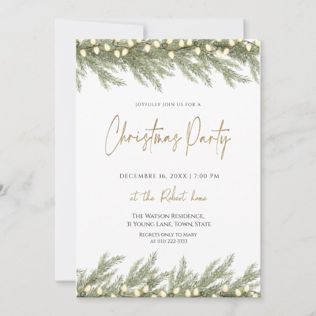 Elegant Green Christmas Party  Invitation (Devant)