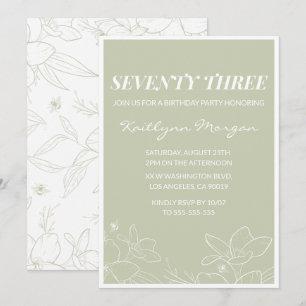 Elégant Green Floral 73e anniversaire invitations