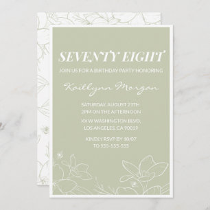 Elégant Green Floral 78e anniversaire invitations