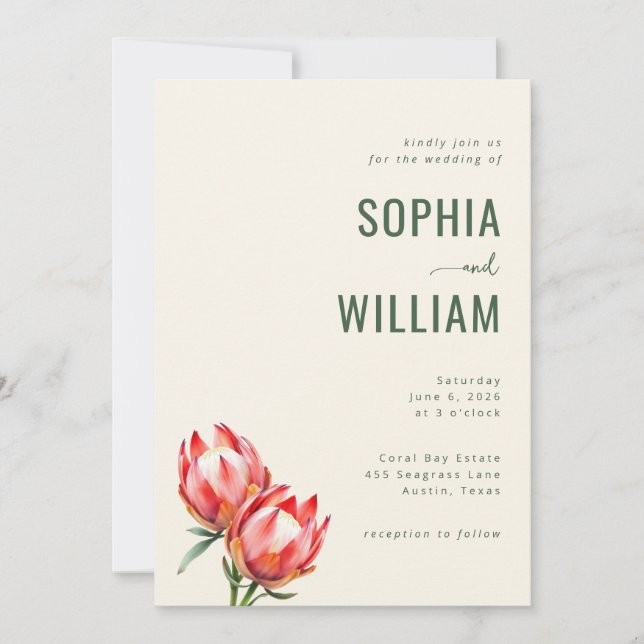 Elegant Green Floral Wedding Invitation (Devant)