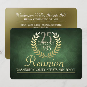 Elegant Green Gold Class Reunion Invitation