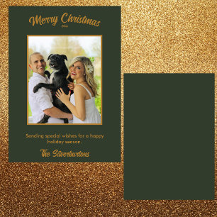 Élégant Green Gold Family Photo Noël